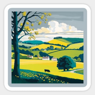 Farm House with Rolling Hills Sticker